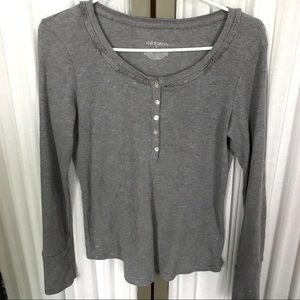 cute long-sleeve gray button up shirt